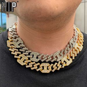 Hip Hop 17 mm Bling AAA + Iced Out Alloy Hingestones Coffee Bean Pong Collier de chaîne de liaison cubaine pour hommes bijoux