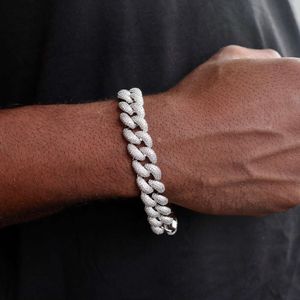 Hiphop 18k verguld 925 zilver 14 mm Iced Out Miami Moissanite Cubaanse schakelarmband voor heren