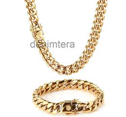 Collier de bijoux cubains à plaques or Hop 18K Gold Gold Bracelet en gros bracelet en acier inoxydable Men Miami 16inch-30inch 3tev