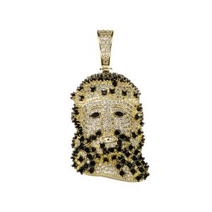 Hip Hop Plaqué Or 18K Micro Zircon Jésus Tête Collier Hommes Femmes Mode Bling Bijoux Cadeau