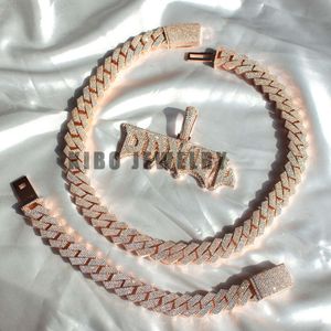 Hip Hop 18 mm 4 rangées Bust Down Miami Diamond 925 Silver VVS Moisanite Iced Out Cuban Link Chain