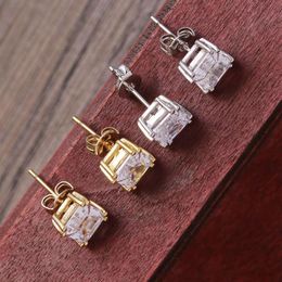 Hip HOP 1 Paar Micro Voll Gepflasterte Strass Zirkon CZ Platz Bling Iced Out Stud Ohrring Kupfer Ohrringe Für Männer schmuck2444