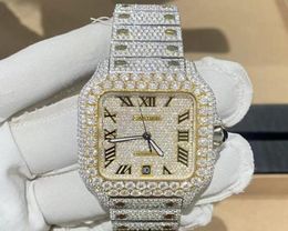 Hip Hop 22K Gold plaqué micro cz stainls Steel poignet Men039s Luxury Watch LNN55388946