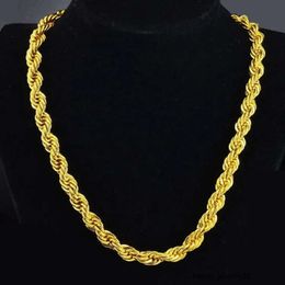 Hip Hop 24 pouces pouces pour hommes Collier de chaîne de corde à corde jaune Gold Remplid Statal Bijoux Gift 7 mm de large