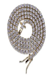 Hip Hop 3 mm 1624 Zoll Kubikzircon Gold Silber 1 Reihe Micro Pave CZ Tenniskette Halskette Kupfer Schmuck Tropfen 3239274