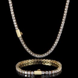 Хип-хоп 3 мм, 4 мм, 5 мм, пружинная пряжка, циркон, теннисная цепочка, ожерелье, настоящее золотое покрытие, один ряд, бриллиантовое ожерелье, браслет2311