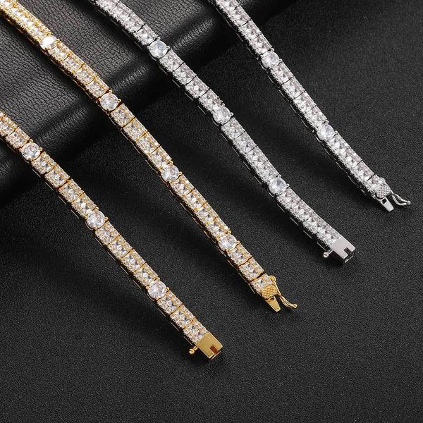 Hip Hop 6 mm Square Round Round Mixed Diamond Tennis Collar Accesorios Marca de moda Collar personalizado para hombre