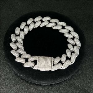 Hip Hop 925 Sterling Silver Cuban Link Chain 18k Gold Ploated Men Cubaanse ketens Moissanite -armband