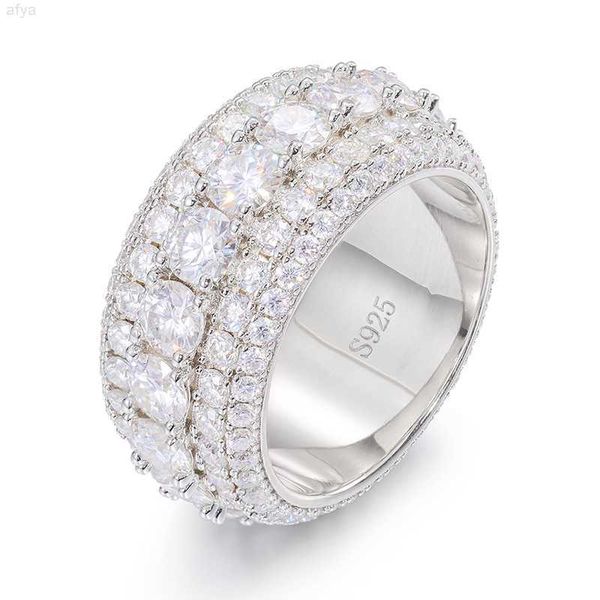 Hip Hop 925 Sterling Silver Pave Vvs Moissanite Diamond Multi Layer Iced Out Bague de mariage pour homme Finger