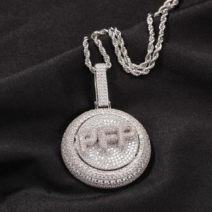 Hiphop A-Z aangepaste letters hanger ketting draaibaar gesimuleerde diamant echt vergulde sieraden