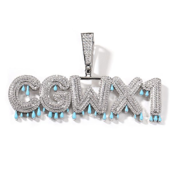 Hip Hop A-Z Nombre personalizado Letras Números Colgantes Collares Gota Aceite Resplandor en la noche