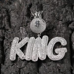 Hip Hop A-Z Custom Naam Letters Hanger Kettingen Dollar Symbool Gesp Volledige Bling Zirkoon