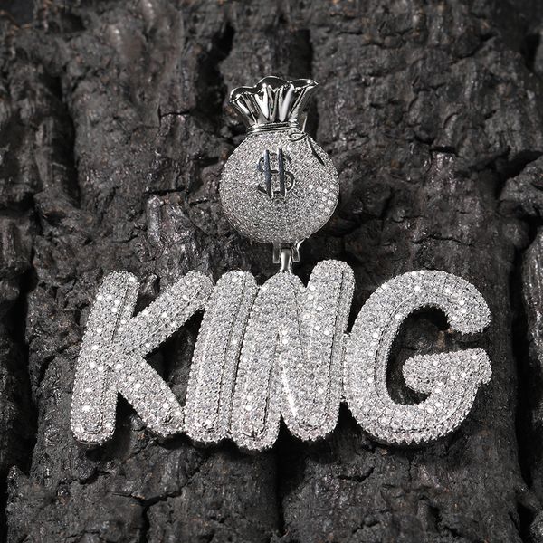 Hip Hop A-Z Nombre personalizado Letras Colgante Collares Símbolo de dólar Hebilla Circonita ostentosa completa