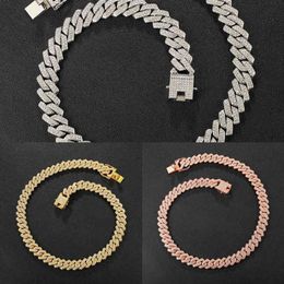 Hip Hop Aaa Bling 13 5mm chaîne de broche cubaine 2 rangées collier homme de glace diamant Zircon pavé collier pour hommes bijoux pour femmes 239S