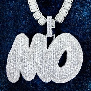 Hip Hop Aguettes CZ Letter Pendant ketting met gratis touwketen Gold Silver Bling Zirconia aangepaste brief sieraden voor mannen vrouwen leuk cadeau