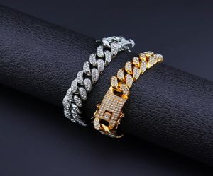 Hiphop legering armband heren diamant cuba armbanden 12 mm brede vlinderge buckle sieraden eenvoudige overdreven armband5816201
