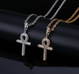 Hip Hop Anhur Diamonds Hanger Kettingen voor mannen Women Luxury Crystal Gold Silver Pendants 18K Gold vergulde Ankh Chain Necklace Gifts8935420