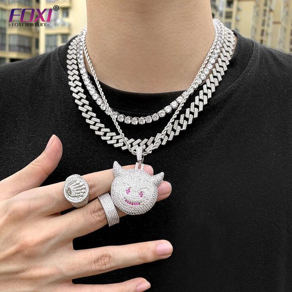 Pendentif fantôme anime hip hop avec collier de tour de cou de chaîne cubaine à la chaîne cubaine pour les bijoux de pendentif pour hommes