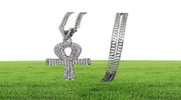 Hip Hop Anka Diamantes Cross Collares colgantes para hombres Collar de lujo de plata de plata religioso Joyería de cadena de acero inoxidable2608213