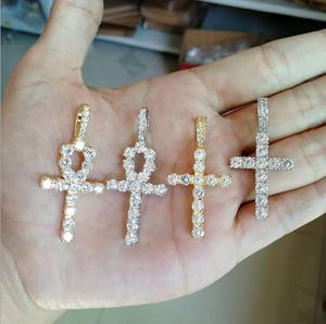 hip hop ankh croix égyptienne collier pour hommes bijoux cz cubique circonia cuivre pendentif collier avec chaîne cubaine 24 pouces