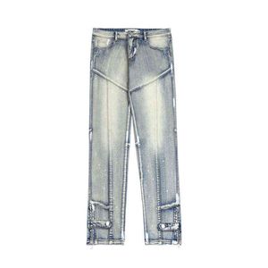 Hip Hop cheville fermeture éclair bouton lavé rétro déchiré hommes Jeans pantalon Striaght Harajuku poches Baggy surdimensionné Denim pantalon T220803