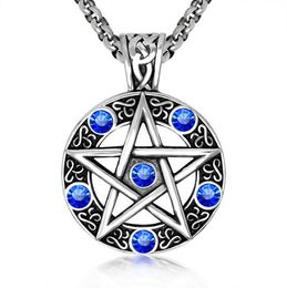 Hip Hop Antiek Verzilverd Crstayl Mannen Ketting Vijfpuntige Ster Hangende Man Pentagram Pentagram Ketting Jonge Jongen Cool Lange keten Sport Ketting