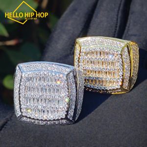 Personnalité atmosphérique hip hop T-carré Diamond carré Full Square Design Gold and Silver Ring, Hip-Hop Cool Fashion Single Item Ring Accessoires
