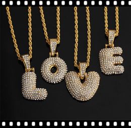 Hip Hop AZ nom personnalisé bulle lettres pendentif colliers charme pour hommes femmes or cubique Zircon Hip Hop bijoux cadeaux pendentif Neckl3929860