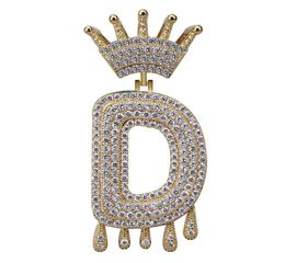 Hip Hop AZ Nombre personalizado Corona Goteo Letras Collares Colgante Cadena Para Hombres Mujeres Oro Plata Color Cubic Zircon Jewelry1199075