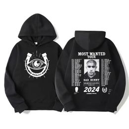 Hip Hop Bad Bunny 2024 Tour le plus recherché Hoodie Mens Womens Nadie Sabe Lo Que Va A Pasar Manana Album surdimensionné Sweetshirt Tops 240423