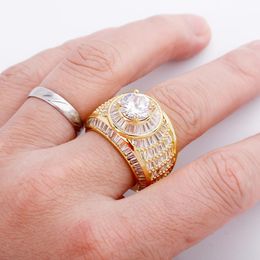 Hip Hop Baguette Cluster CZ Iced Out Diamond Ring Hoogwaardige White Gold Bling Fashion Mens Rings1628342