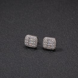 Hip Hop Baguette Oorknopjes 8x10mm Micro Verharde Kubieke Zirkoon Oorbellen Mode-sieraden Cadeau