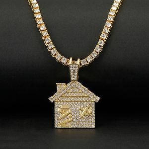 HIP HOP BANDO Piège House Collier Hommes Bling Savage Pendentif Collier avec chaîne de tennis Chaîne féminine Chaîne de chaîne de liaison C0219