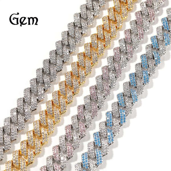 Hip Hop Bar Cuban Men S polyvalent MM Zircon Set Fashion Personnalisé Collier plaqué Gold Bijoux