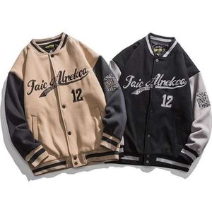 hip-hop baseball veste grosses lettres broderie patchwork coréen streetwear collège rock japonais mode 210928