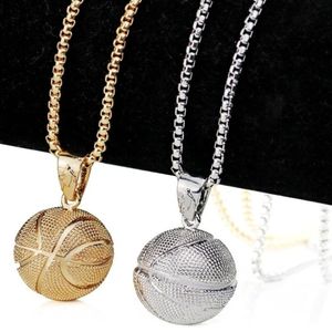 Hip Hop Basketball Collier Pour Hommes En Acier Inoxydable Sports Ball Pendentif Longue Chaîne Collier Fans Cadeaux Pour Hommes Adolescents Garçons Filles