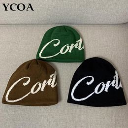 Hip Hop Beanie Women Hat Winter Knitting Gaps for Men KPOP Y2K Streetwear cálido Harajuku Moda coreana Jacquard Unisex 240326