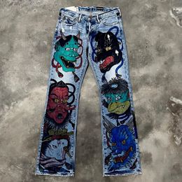 Hip Hop Big Head Print grafische baggy jeans Harajuku denim y2k broek voor heren gotische dames hoge taille broek broek met wijd been spijkerbroek 240510