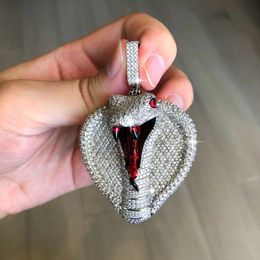 Hip Hop Animal Cobra Serpent Collier Pendentif Or Argent Plaqué Glacé Zircon Hommes Bling Bijoux Cadeau
