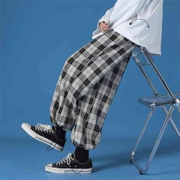 Pantalon à carreaux noirs Hip Hop Hommes Joggers Fashion Loose Confortable Harem Coréen Style Plus Taille Streetwear Pantalons 210715
