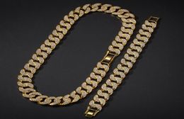 Hip Hop Bling chaînes bijoux hommes bracelets en or collier glacé Miami lien cubain Chain8651242