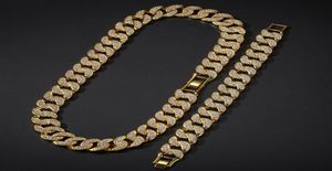 Hip Hop Bling Chains Bijoux Men Bracelets Gold Collier Iced Out Miami Cuban Link Chain9345271