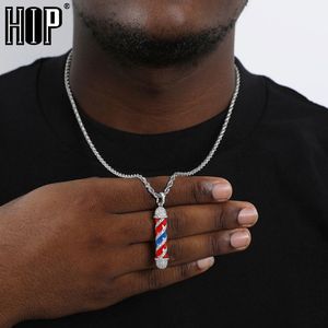 Hip Hop Bling CZ Barber Shop corte de pelo Iced Out Cubic Zircon gótico collar colgante para hombres joyería encanto cadena de tenis