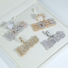 Hiphop bling cz baas brief hanger mode ins sieraden volledig verharde 5a kubieke zirkoon ijs uit mannen jongen koele ketting