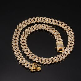 Hip Hop Bling Fashion Chains DIY bijoux pour hommes 12 mm argent doré Miami Colliers de chaîne de liaison cubaine
