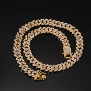 Hip Hop Bling Fashion Chains DIY Sieraden Heren 12mm Gouden Zilveren Miami Cubaanse Link Chain Kettingen Diamond Iced Out Chain Necklaces321Z