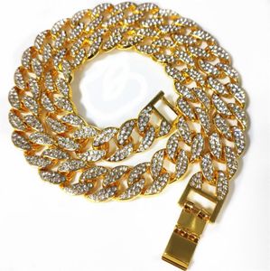 Hip Hop Bling Fashion Chains Bijoux Mens Mens Gold Silver Miami Colliers de chaîne de liaison cubaine diamants Iced Out Chian Colliers1791216