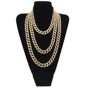 Hip Hop Bling Modeketens Sieraden Heren Goud Zilver Miami Cubaanse Link Chain Kettingen Diamond Iced Out Chian Necklaces255n