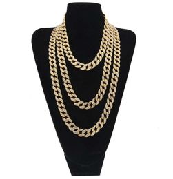 Hip Hop Bling Fashion Chains Colliers Bijoux Homme Mens Gold Silver Miami Cuban Link Colliers Diamond Iced Out Chian8046674