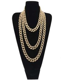Hip Hop Bling Fashion Chains Colliers Jewelry Mens Gold Silver Miami Cuban Link Chain Colliers Diamond Iced Out Chian7394606